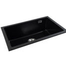 680x440x220mm Black Single Bowl Granite Quartz Stone Kitchen/Laundry Sink with Overflow Top/Under Mount - NZHomeware