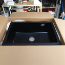 680x440x220mm Black Single Bowl Granite Quartz Stone Kitchen/Laundry Sink with Overflow Top/Under Mount - NZHomeware