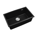 680x440x220mm Black Single Bowl Granite Quartz Stone Kitchen/Laundry Sink with Overflow Top/Under Mount - NZHomeware