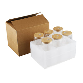 6PCs 500ml Mason Jar Clear Glass Tumbler Iced Drinking Tea Coffee Beer Cups Lids Straws Brushes Gift - NZHomeware