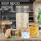 6PCs Airtight Glass Preserving Jars Lids Food Tea Coffee Bean Storage Containers - NZHomeware
