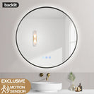 700mm Backlit Gunmetal Grey Frame Round LED Mirror with Motion Sensor Auto On - NZHomeware