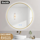 700mm Backlit Yellow Gold Round LED Mirror | Motion Sensor & Antifog Bathroom Mirror NZ - NZHomeware