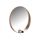 700mm Round Bathroom Vanity Decor MDF Frame Wall Mirror 2 Bracket Storage Shelf Half Moon Border - NZHomeware