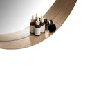 700mm Round Bathroom Vanity Decor MDF Frame Wall Mirror 2 Bracket Storage Shelf Half Moon Border - NZHomeware