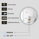 700mm Round LED Wall Mirror with Motion Sensor Auto On Dimister Touch Switch 3 Colours Lighting on 20mm Rim - NZHomeware