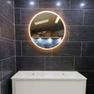 700mm Round LED Wall Mirror with Motion Sensor Dimister Touch Switch 3 Colours Lighting on 20mm Rim - NZHomeware