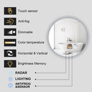 700mm Round LED Wall Mirror with Motion Sensor Dimister Touch Switch 3 Colours Lighting on 20mm Rim - NZHomeware