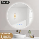 700x700mm Round LED Mirror with Motion Sensor Auto On Demister Backlit Touch Switch 3 Colours Lighting Frameless - NZHomeware
