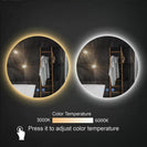 700x700mm Round LED Mirror with Motion Sensor Auto On Demister Backlit Touch Switch 3 Colours Lighting Frameless - NZHomeware