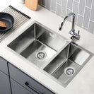710x450x205mm 1.2mm Handmade Round Corners Double Bowls Top / Undermounted / Flush Mounted Kitchen Sink With Overflow Corrosion Resistant Oilproof Easy To Clean Scratch Resistant - NZHomeware