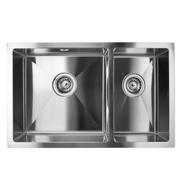 710x450x205mm 1.2mm Handmade Round Corners Double Bowls Top / Undermounted / Flush Mounted Kitchen Sink With Overflow Corrosion Resistant Oilproof Easy To Clean Scratch Resistant - NZHomeware