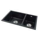 710x450x205mm Black Granite Quartz Stone Kitchen Sink Double Bowls Top/Undermount with Overflow - NZHomeware
