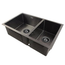 710x450x205mm Dark Grey Stainless Steel Handmade Double Bowls Top/Undermounted Kitchen Sinks With Overflow - NZHomeware