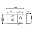 710x450x205mm Dark Grey Stainless Steel Handmade Double Bowls Top/Undermounted Kitchen Sinks With Overflow - NZHomeware