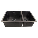 710x450x205mm Dark Grey Stainless Steel Handmade Double Bowls Top/Undermounted Kitchen Sinks With Overflow - NZHomeware