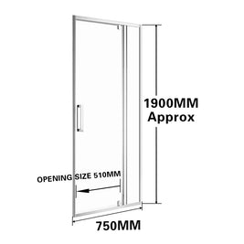 750*1900mm Swing Shower Glass Door Only - NZHomeware