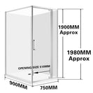 750*900*1900mm Swing Door Rectangle Shower Box - NZHomeware