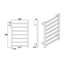 750Hx500Wx120D mm Square Matte Black Heated Towel Rail 7 Bars - NZHomeware