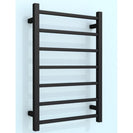 750Hx500Wx120D mm Square Matte Black Heated Towel Rail 7 Bars - NZHomeware