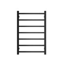 750Hx500Wx120D mm Square Matte Black Heated Towel Rail 7 Bars - NZHomeware