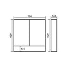 750x140X800mm Plywood 2 - Door Light Oak Mirror Cabinet - NZHomeware
