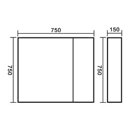 750x150x750mm Plywood 2 - Door Dark Oak Mirror Cabinet - NZHomeware