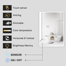 750x600mm Rectangle LED Mirror with Motion Sensor Auto On Demister Touch Switch 3 Colours Lighting on Rim Frameless PC Lampshade - NZHomeware