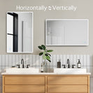 750x600mm Rectangle LED Mirror with Motion Sensor Auto On Demister Touch Switch 3 Colours Lighting on Rim Frameless PC Lampshade - NZHomeware