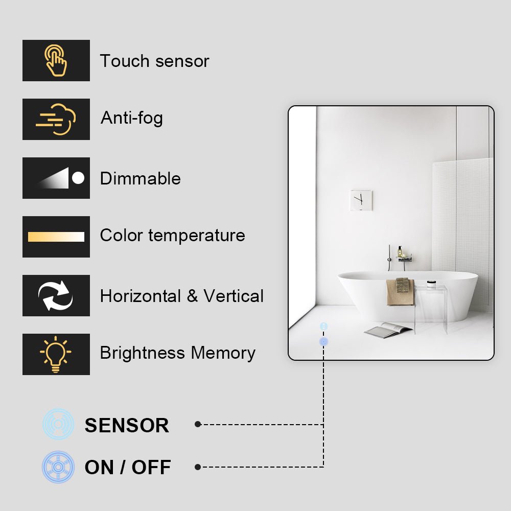 Backlit LED Bathroom Mirror with Anti-Fog & Motion Sensor – NZHomeware