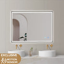 750x600x40mm Rectangle LED Mirror with Motion Sensor Auto On Demister Touch Sensor Switch Wall Mounted Horizontal or Vertically - NZHomeware