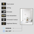 750x600x40mm Rectangle LED Mirror with Motion Sensor Auto On Demister Touch Sensor Switch Wall Mounted Horizontal or Vertically - NZHomeware
