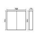 750x720x150mm 2 - Door White Fully Waterproof PVC Mirror Cabinet - NZHomeware