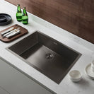 760x450x205mm Dark Grey Stainless Steel Handmade Single Bowl Top/Undermounted Kitchen/Laundry Sinks With Overflow - NZHomeware