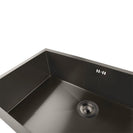760x450x205mm Dark Grey Stainless Steel Handmade Single Bowl Top/Undermounted Kitchen/Laundry Sinks With Overflow - NZHomeware
