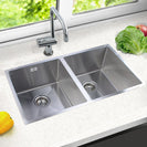 770x450x200mm 1.2mm Handmade Double Bowls Top/Undermounted Kitchen Sinks With Overflow Corrosion Resistant Oilproof Easy To Clean Scratch Resistant - NZHomeware