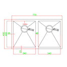 770x450x200mm 1.2mm Handmade Double Bowls Top/Undermounted Kitchen Sinks With Overflow Corrosion Resistant Oilproof Easy To Clean Scratch Resistant - NZHomeware