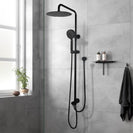 8 inch 200mm Round Black Twin Shower Set Top/Bottom Water Inlet - NZHomeware