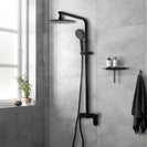8 inch Round Bottom Water Inlet Black Twin Shower Set With Mixer - NZHomeware