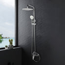 8 inch Round Chrome Twin Shower Set Bottom Inlet - NZHomeware