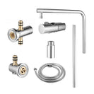 8 inch Round Chrome Twin Shower Set Selectable Top/Bottom Water Inlet with Push Button Diverter - NZHomeware