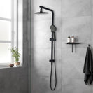 8 inch Round Matte Black Twin Shower Set Selectable Top/Bottom Water Inlet with Push Button Diverter - NZHomeware