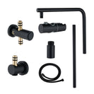 8 inch Round Matte Black Twin Shower Set Selectable Top/Bottom Water Inlet with Push Button Diverter - NZHomeware