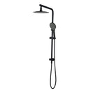 8 inch Round Matte Black Twin Shower Set Selectable Top/Bottom Water Inlet with Push Button Diverter - NZHomeware