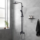 8 inch Square Black Twin Shower Set Bottom Water Inlet 3 Functions Handheld - NZHomeware