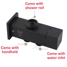 8 inch Square Black Twin Shower Set Top/Bottom Inlet - NZHomeware
