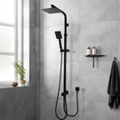 8 inch Square Black Twin Shower Set Top/Bottom Inlet - NZHomeware