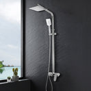 8 inch Square Chrome Bottom Water Inlet Twin Shower Set With Mixer - NZHomeware