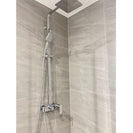 8 inch Square Chrome Bottom Water Inlet Twin Shower Set With Mixer - NZHomeware