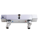 8 inch Square Chrome Twin Shower Set with Thermostatic Mixer Bottom Water Inlet Adjustable Rail - NZHomeware